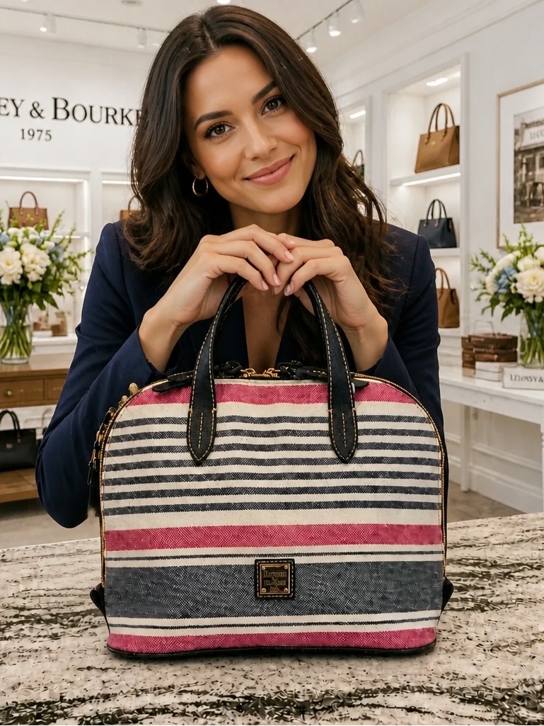 Euc Dooney & Bourke Dome Striped Canvas Satchel
